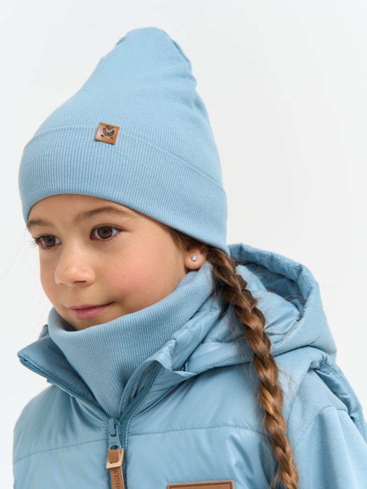 шапка и снуд трикотажные двухслойные "ниагара" от бренда bungly вид слева