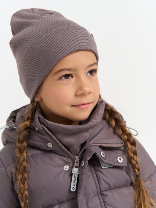 шапка и снуд трикотажные двухслойные "темный шоколад" фотография