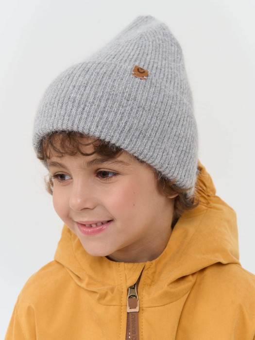 шапка из ангоры однослойная "пепел" из россии вид сбоку