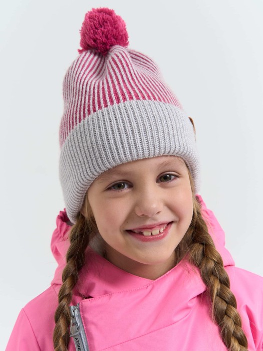 шапка из смесовой шерсти "фуксия" 7+ из россии вид сбоку