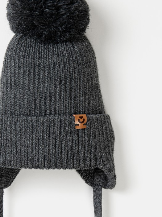 шапка из смесовой шерсти "графит" на завязках по цене 1259 руб вид справа