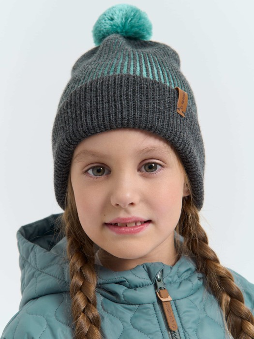 шапка из смесовой шерсти "морская волна" 7+ от бренда bungly вид слева