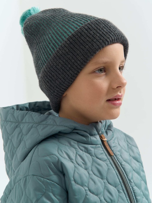 шапка из смесовой шерсти "морская волна" 7+ из шерсти спереди