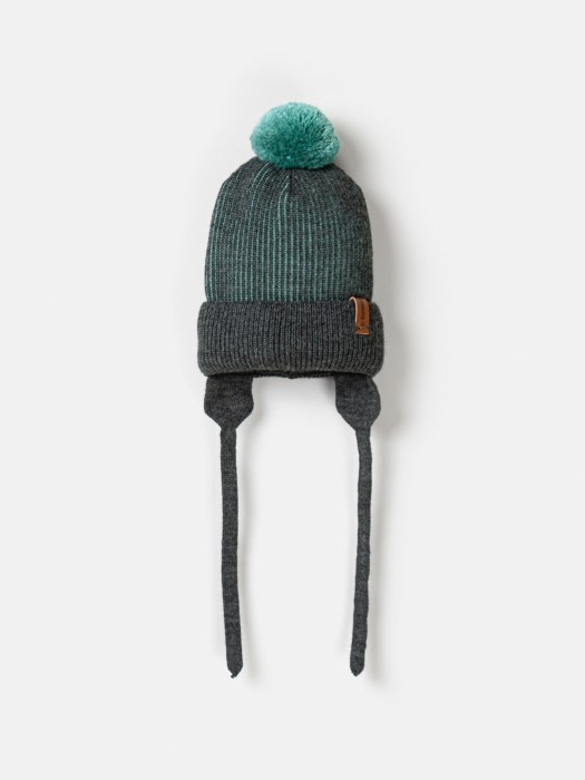 шапка из смесовой шерсти "морская волна" на завязках фотография