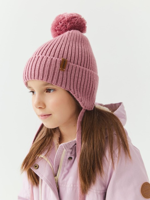 шапка из смесовой шерсти "пудра" на завязках по цене 1799 руб вид справа