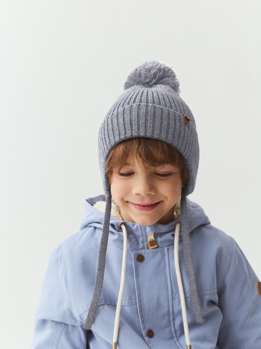 шапка из смесовой шерсти "жемчуг" на завязках фотография