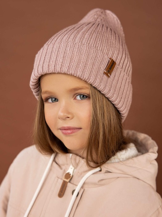 шапка свечка из смесовой шерсти однослойная "пудра" фотография