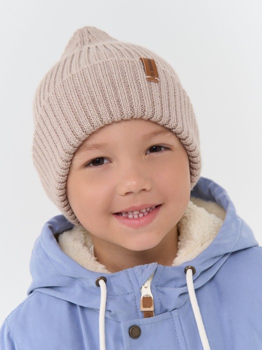 шапка свечка из смесовой шерсти однослойная "ваниль" из шерсти спереди