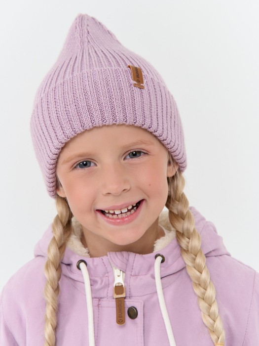 шапка свечка из смесовой шерсти однослойная "вереск" от бренда bungly вид слева