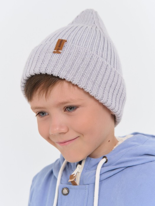 шапка свечка из смесовой шерсти однослойная "жемчуг" от бренда bungly вид слева