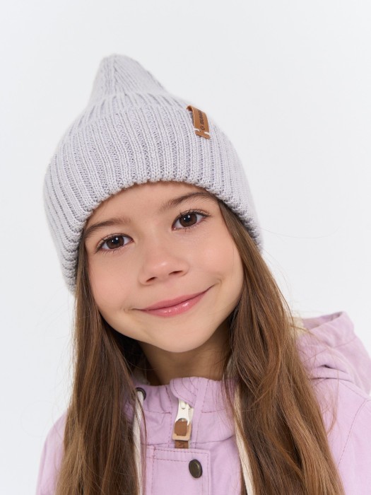 шапка свечка из смесовой шерсти однослойная "жемчуг" из шерсти спереди