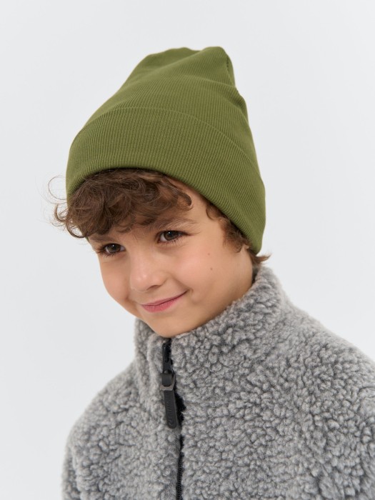 шапка трикотажная двухслойная "хаки" из россии вид сбоку