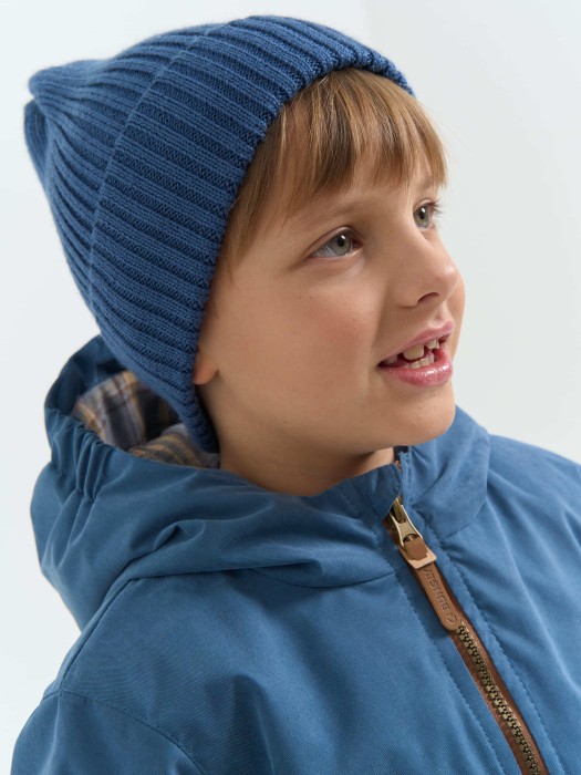 шапка тыква из смесовой шерсти однослойная "деним" от бренда bungly вид слева