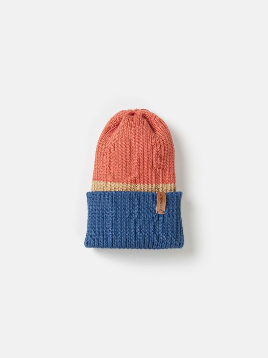 шапка тыква из смесовой шерсти однослойная колор блок "деним" фотография