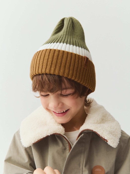 шапка тыква из смесовой шерсти однослойная колор блок "полынь" фотография