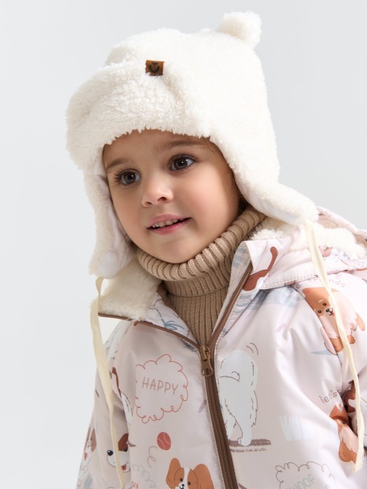 шапка-ушанка меховая "молоко" 0+ по цене 1439 руб вид справа