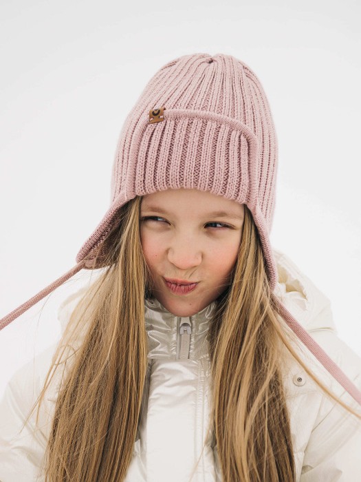 шапка ушанка зимняя из смесовой шерсти "пудра" по цене 1999 руб вид справа
