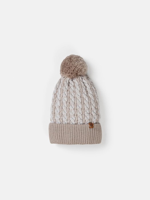 шапка зимняя из смесовой шерсти с флисовым подкладом "нюд" 7+ от бренда bungly вид слева