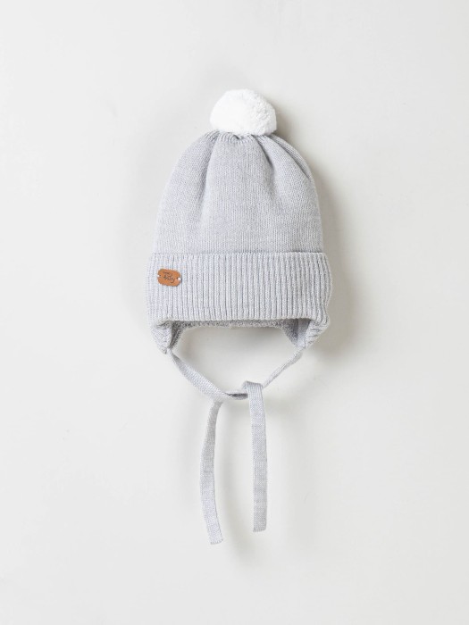 шапка зимняя из смесовой шерсти "жемчуг" на завязках 0+ фотография