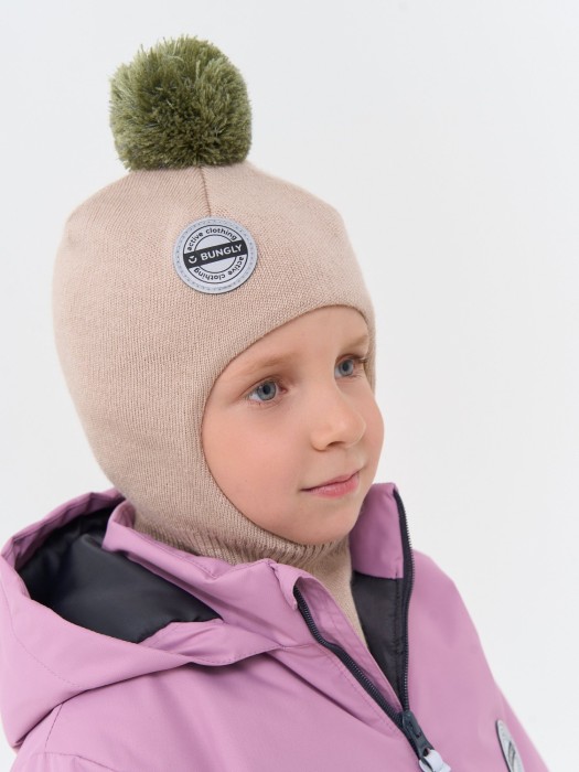 шлем демисезонный из смесовой шерсти "беж" из россии вид сбоку