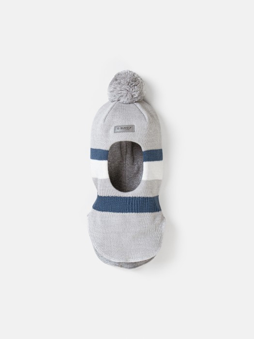 шлем демисезонный из смесовой шерсти колор блок "жемчуг" от бренда bungly вид слева