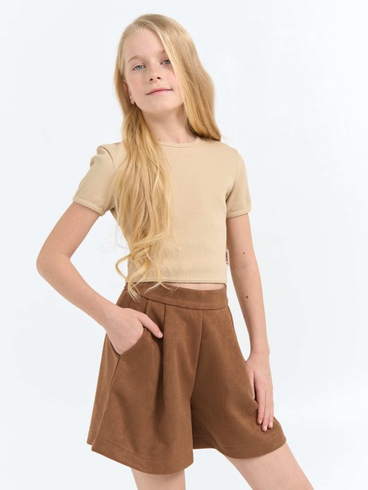 шорты замшевые "корица" для девочки 7+ фотография