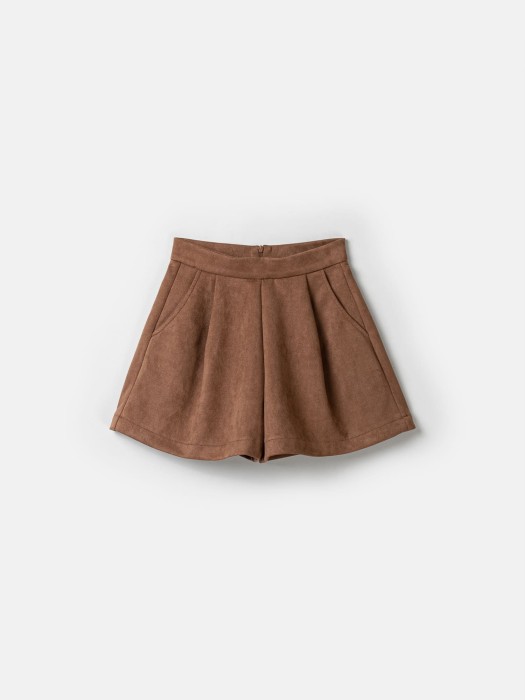 шорты замшевые "корица" для девочки 7+ от бренда bungly вид слева