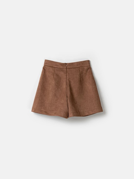 шорты замшевые "корица" для девочки 7+ из россии вид сбоку