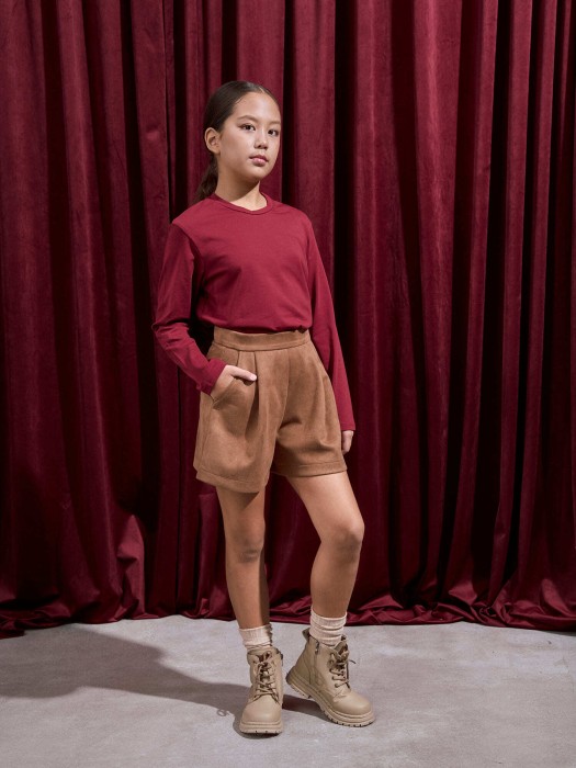 шорты замшевые "корица" для девочки 7+ из замши спереди