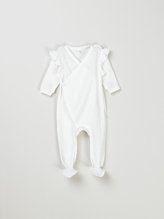 слип на кнопках с крылышками "молоко" из ажурного хлопка 0+ фотография