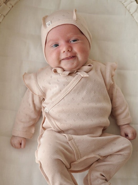 слип на кнопках с крылышками "нюд" из ажурного хлопка 0+ по цене 1999 руб вид справа