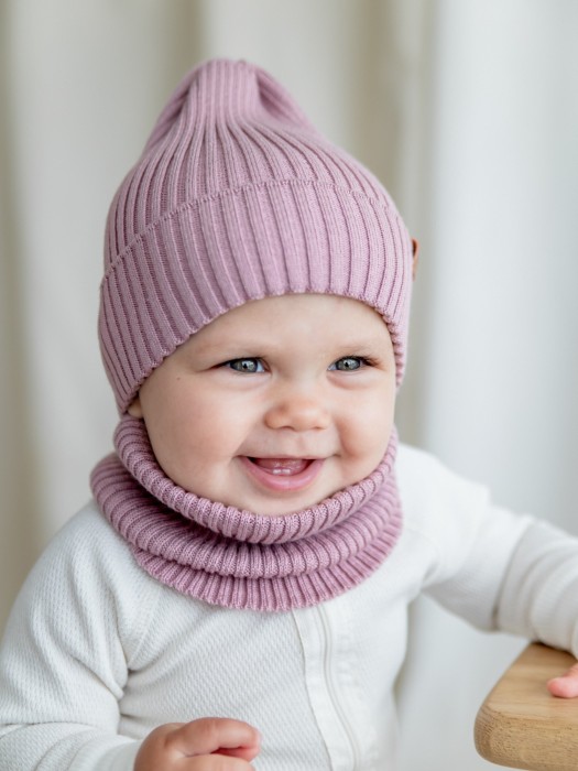 снуд хлопковый "пудра" 0+ от бренда bungly вид слева