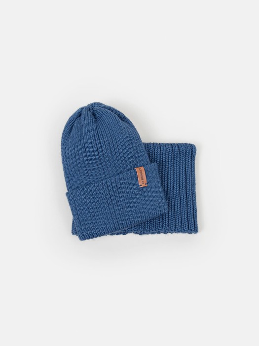 снуд из смесовой шерсти "деним" вертикальная вязка по цене 909 руб вид справа