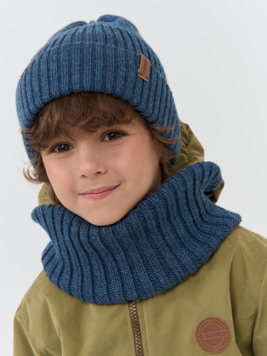 снуд из смесовой шерсти "деним" вертикальная вязка фотография