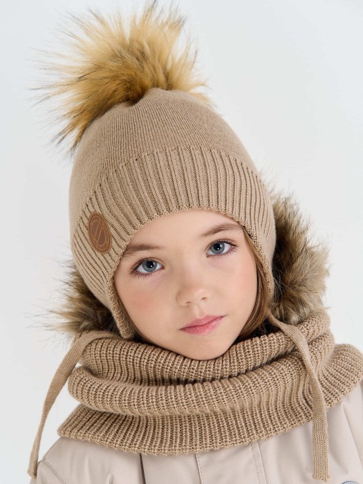 снуд из смесовой шерсти "экрю" жемчужная резинка от бренда bungly вид слева