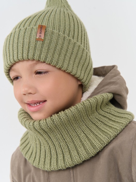 снуд из смесовой шерсти "шалфей" вертикальная вязка фотография