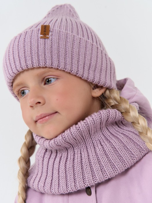 снуд из смесовой шерсти "вереск" вертикальная вязка от бренда bungly вид слева