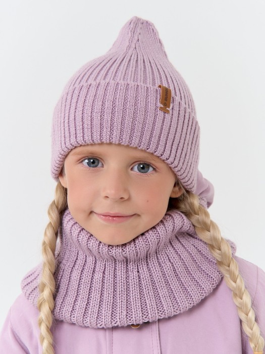 снуд из смесовой шерсти "вереск" вертикальная вязка из россии вид сбоку