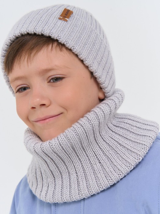 снуд из смесовой шерсти "жемчуг" вертикальная вязка от бренда bungly вид слева