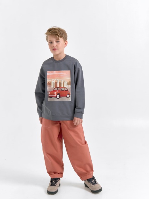 свитшот облегченный "маренго" с принтом 7+ от бренда bungly вид слева