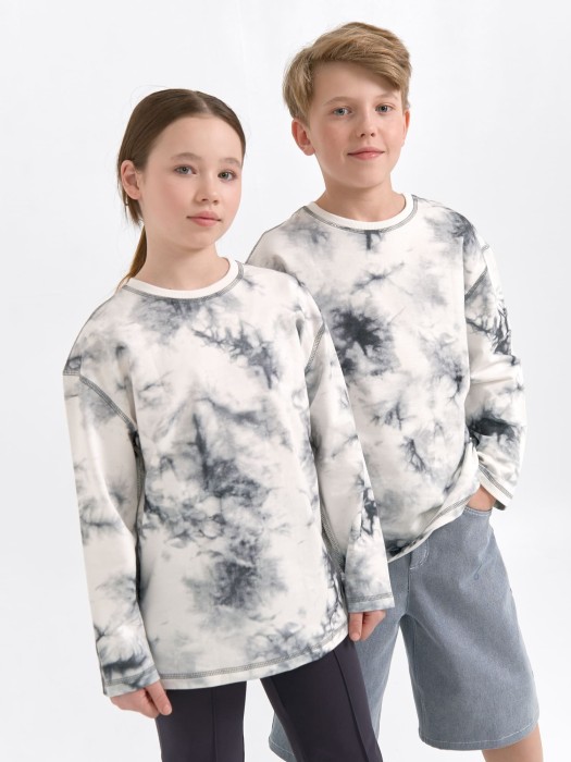 свитшот облегченный "мрамор" 7+ повседневного стиля с лицевой стороны
