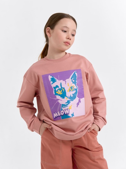 свитшот облегченный "пепельная роза" с принтом 7+ фотография