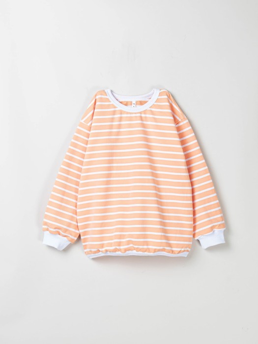 свитшот облегченный "полоска персик" 7+ от бренда bungly вид слева