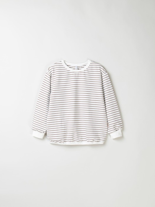 свитшот облегченный "полоска тауп" 7+ от бренда bungly вид слева