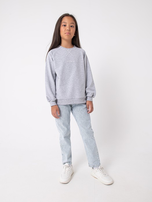 свитшот облегченный "серый меланж" 7+ из россии вид сбоку