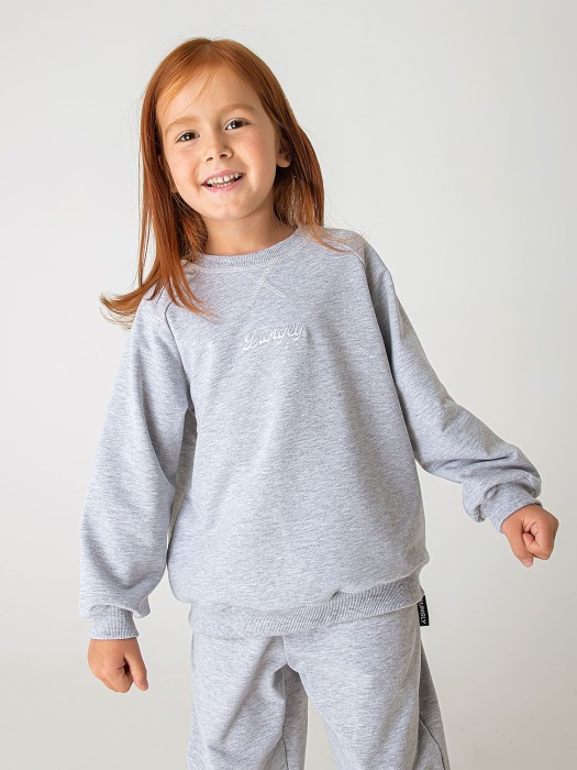 свитшот облегченный "серый меланж" от бренда bungly вид слева