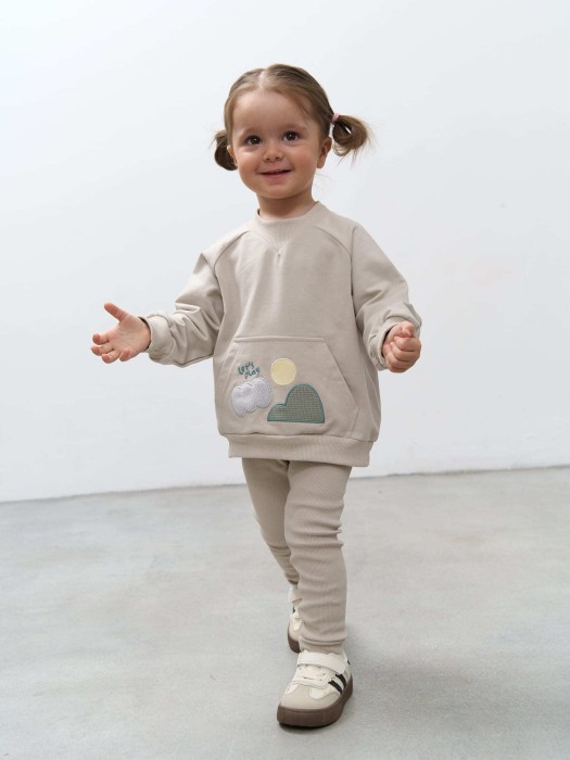 свитшот облегченный "жемчуг" с карманом-кенгуру 0+ от 1 до 3 лет с изнаночной стороны