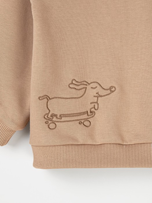 свитшот "песок" с вышивкой утепленный без начеса по цене 1839 руб вид справа