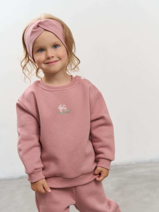 свитшот "розовая дымка" утепленный 0+ от бренда bungly вид слева