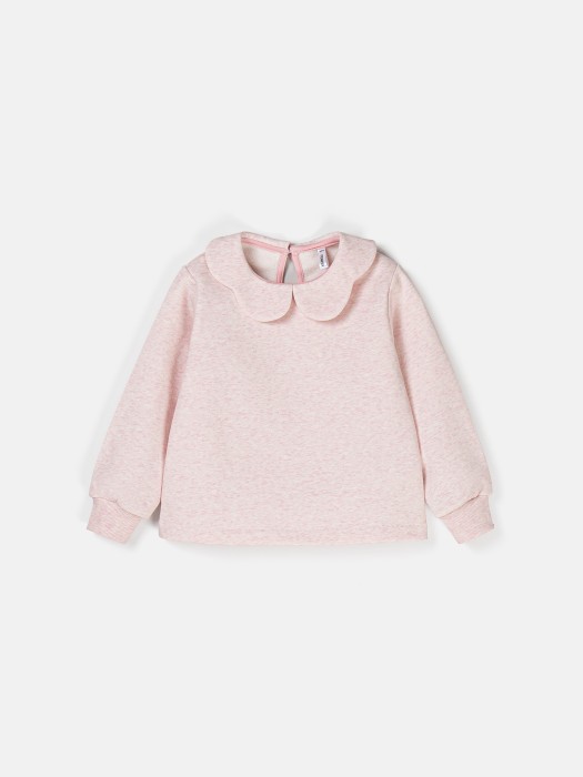 свитшот "розовый меланж" утепленный от бренда bungly вид слева